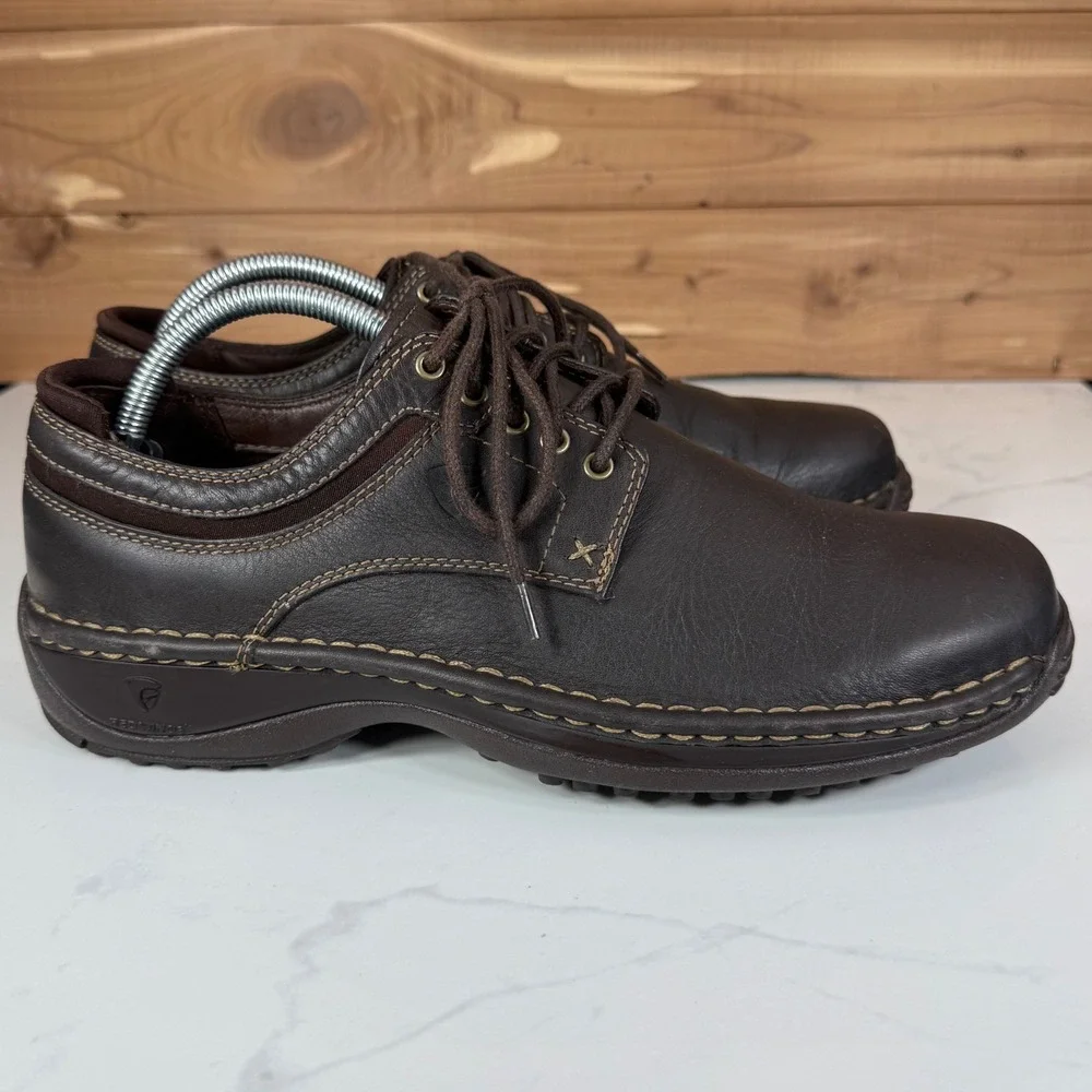 Red Wing 4114 Oxford Shoes Mens 9D Worx Mens Dark Brown Leather Lace Up Work